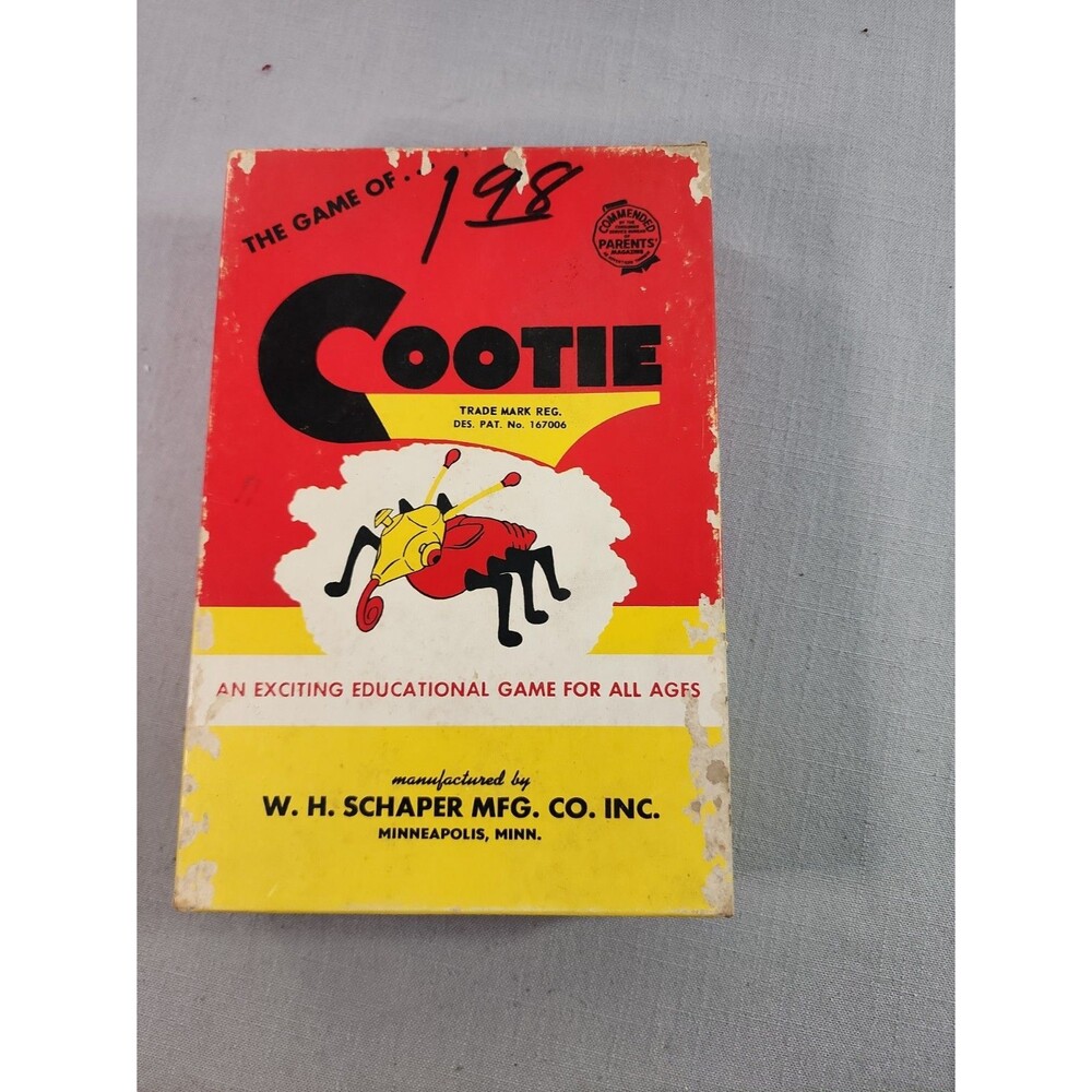 Vintage 1949 The Game of Cootie W.H. Schaper No. 200 Incomplete Original Box